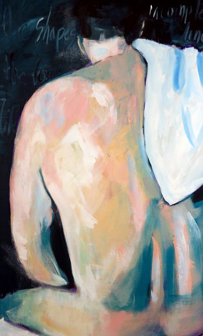 They Sat With Their Thoughts 24x48" - Male Nude Art - Original Acrylic Painting