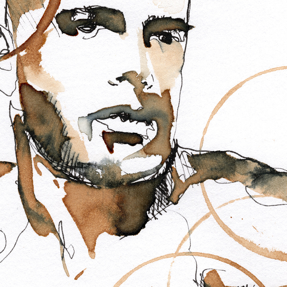 Shirtless man in contemporary style - Original Coffee Art Artist Brenden Sanborn