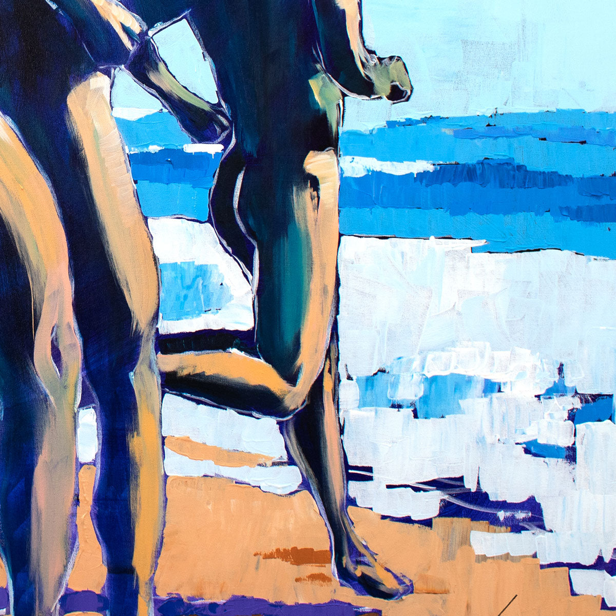 Peaches on the Beach - Male Runners Nude - Original Acrylic Painting Artist Brenden Sanborn