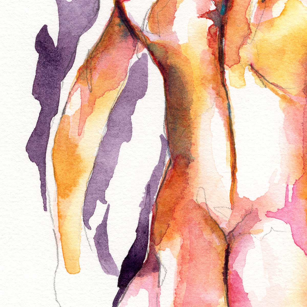 Strong Backside - Male Body - Original Watercolor Painting Artist Brenden Sanborn