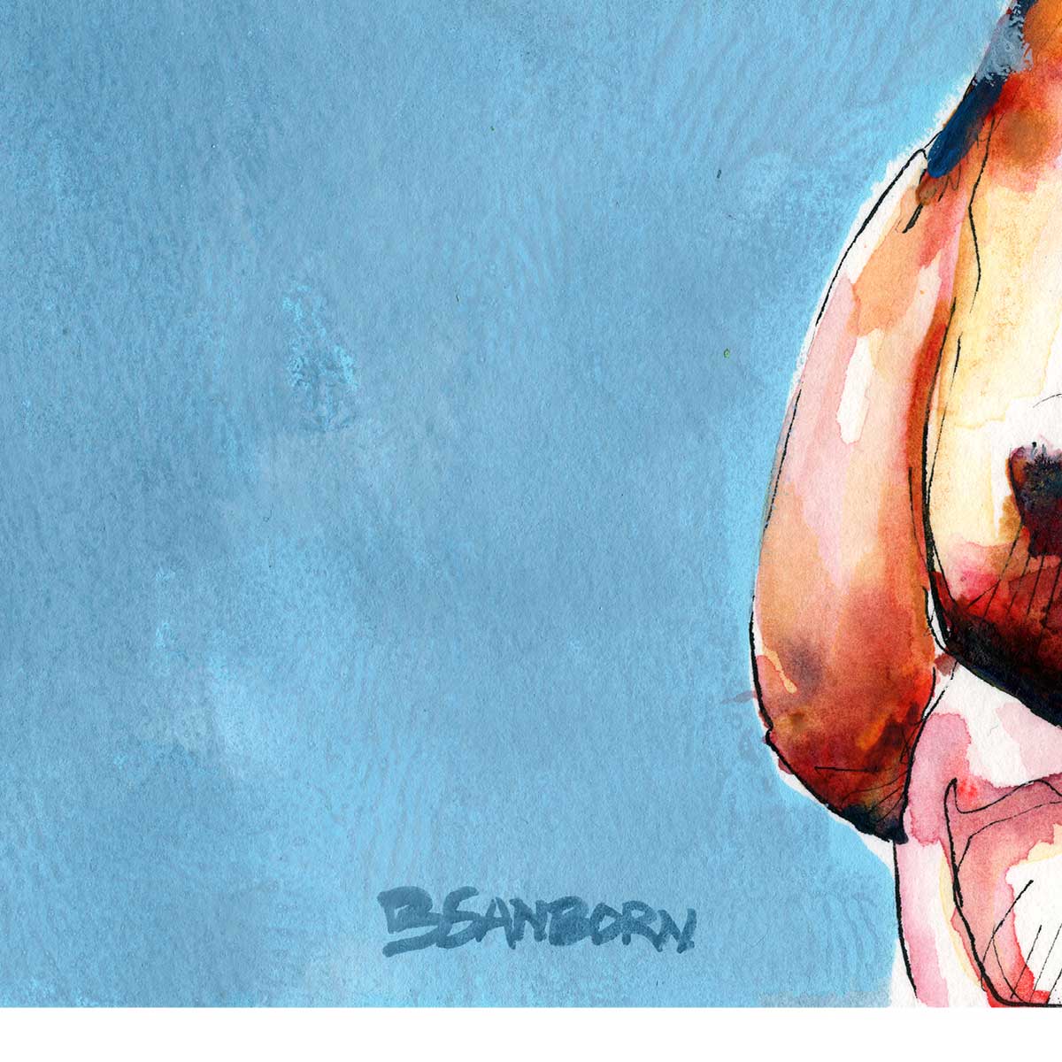 Muscular Male Torso - Original Watercolor Painting Artist Brenden Sanborn