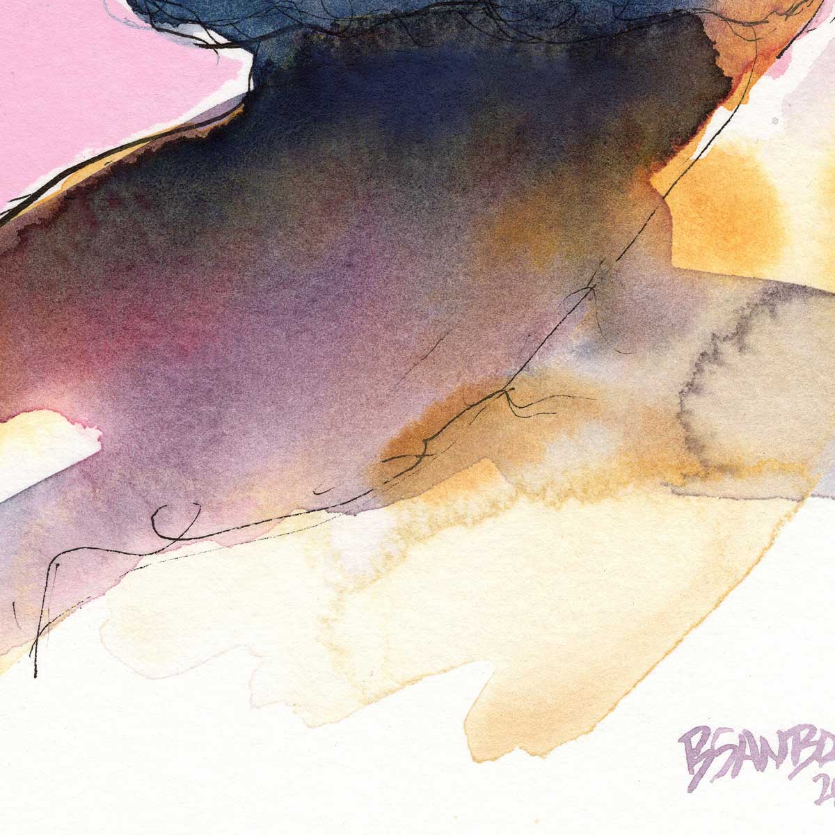 Bearded Man in Baseball Cap - Original Watercolor Painting Artist Brenden Sanborn