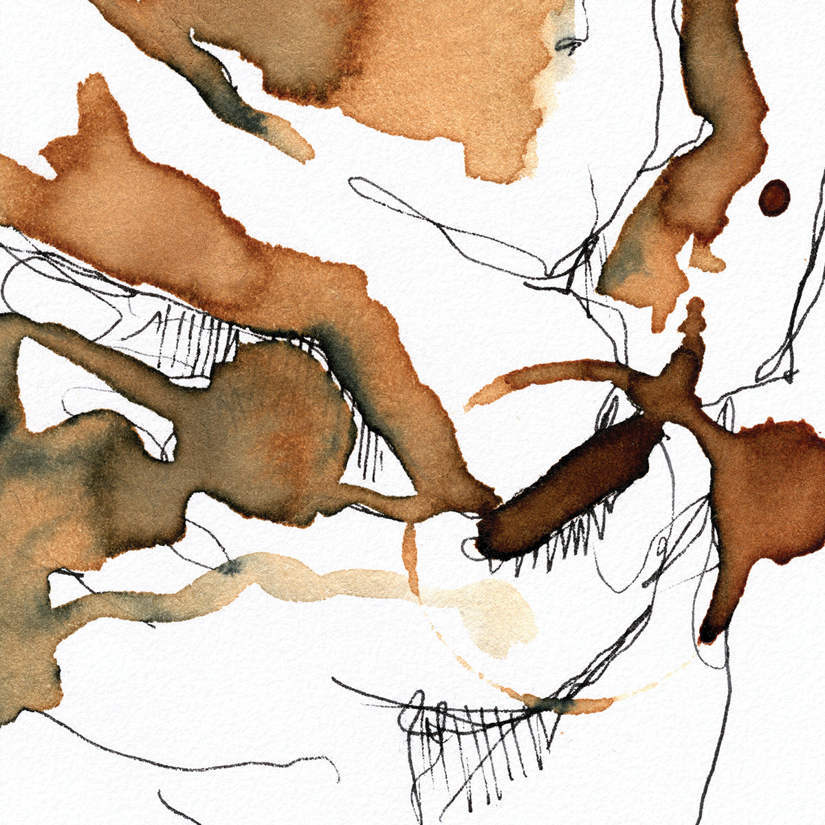 Sensual Male Figure Reaching in Pants - Original Coffee Art Artist Brenden Sanborn