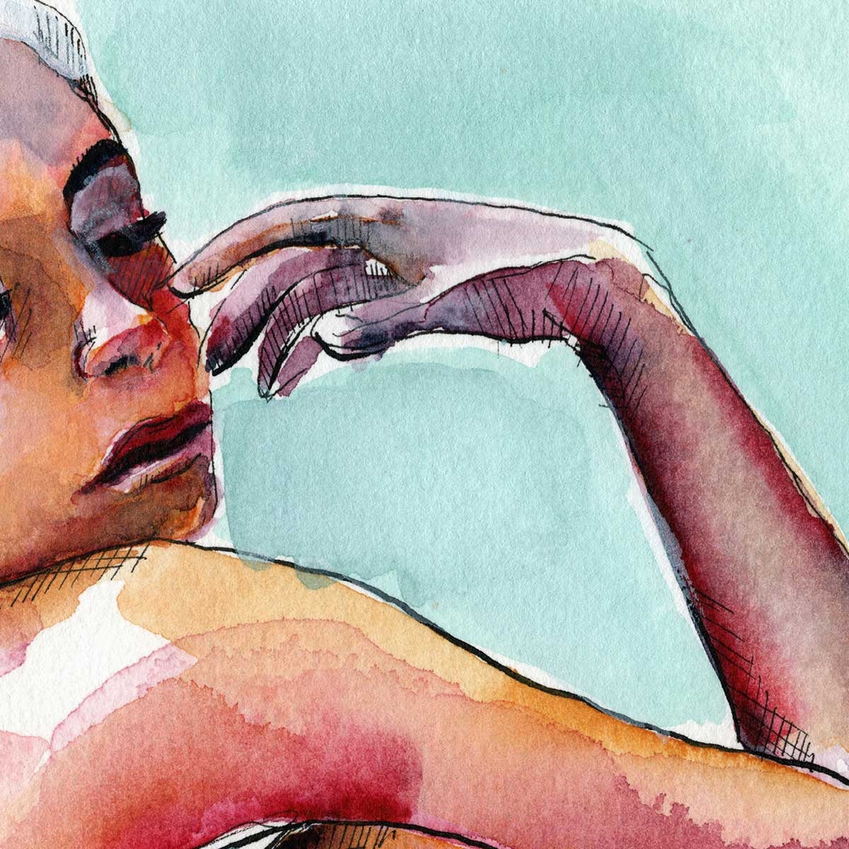 She Dreams of Yesterday - Original Watercolor Painting Artist Brenden Sanborn