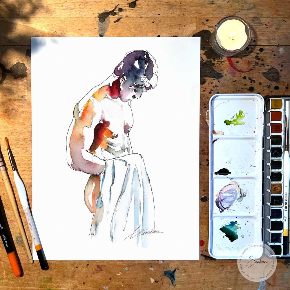 Dropping the Towel - Original Watercolor Painting Artist Brenden Sanborn
