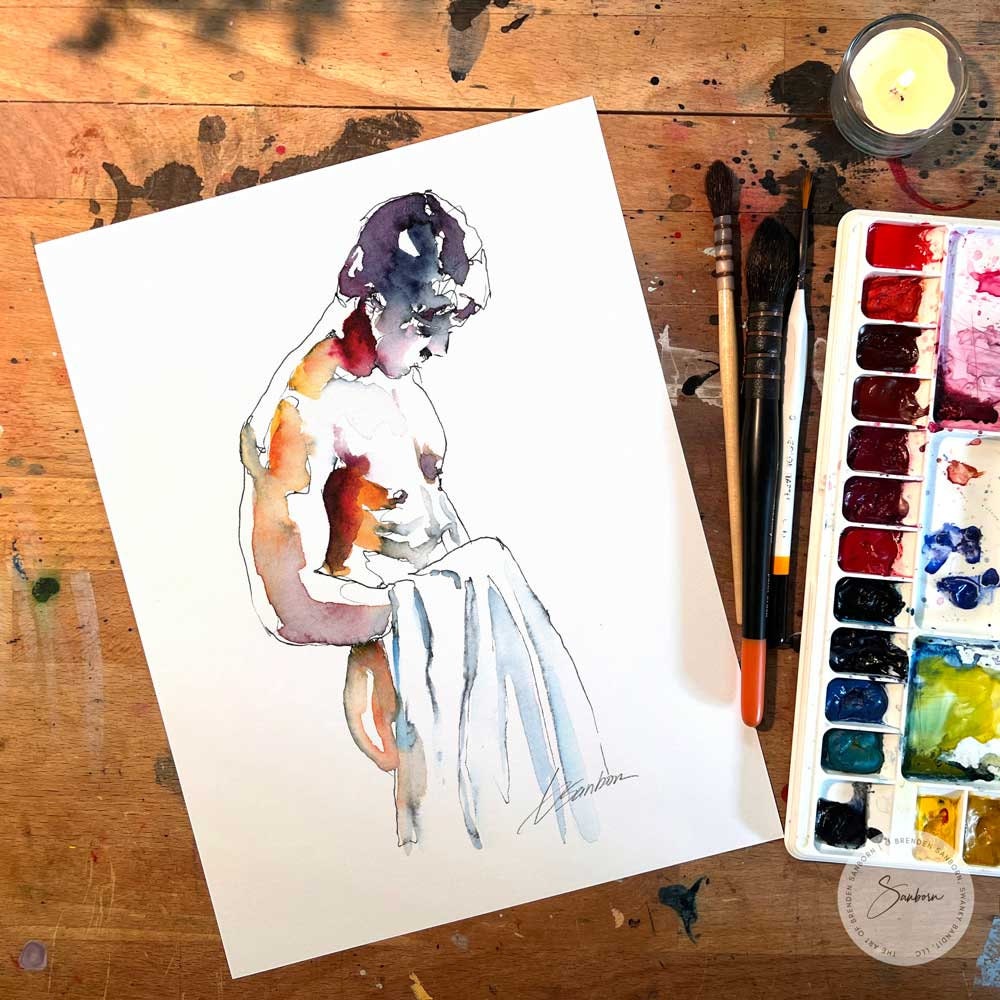 Dropping the Towel - Original Watercolor Painting Artist Brenden Sanborn
