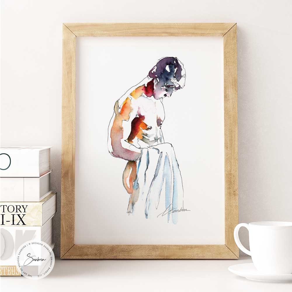 Dropping the Towel - Original Watercolor Painting Artist Brenden Sanborn