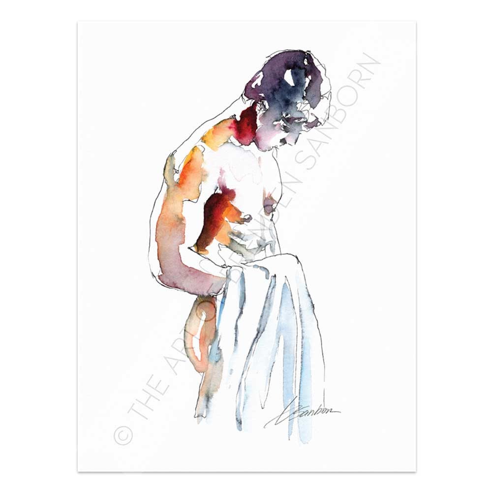 Dropping the Towel - Original Watercolor Painting Artist Brenden Sanborn