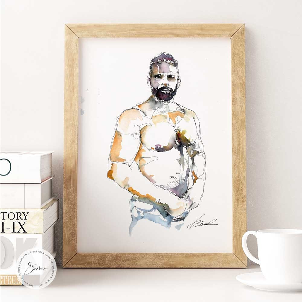 Todd Shirtless - Original Watercolor Painting Artist Brenden Sanborn