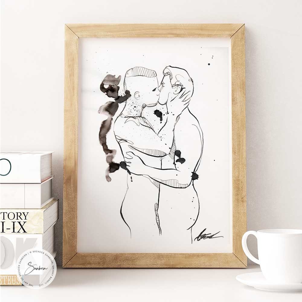 The Kiss of True Love - Original Ink on Paper Artist Brenden Sanborn