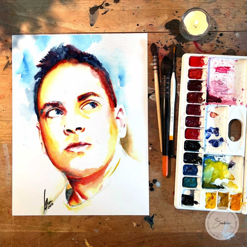 Self Portrait Artist Brenden Sanborn - Original Watercolor Painting Artist Brenden Sanborn