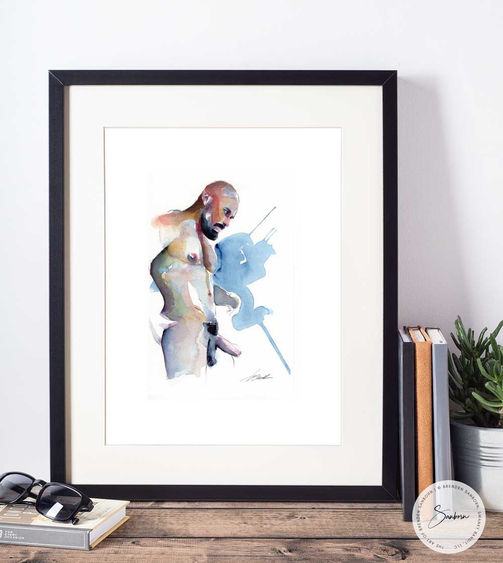 His Thoughts Excited Him - Original Watercolor Painting Artist Brenden Sanborn