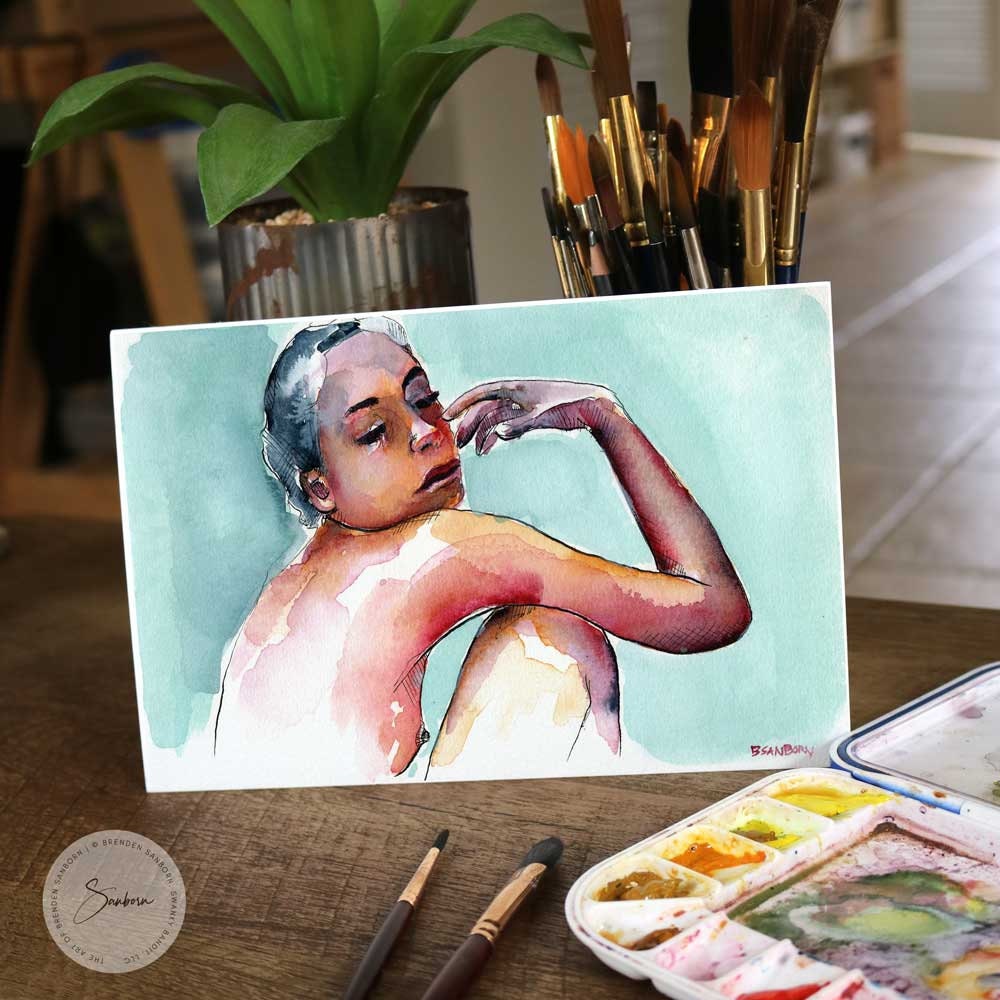 She Dreams of Yesterday - Original Watercolor Painting Artist Brenden Sanborn