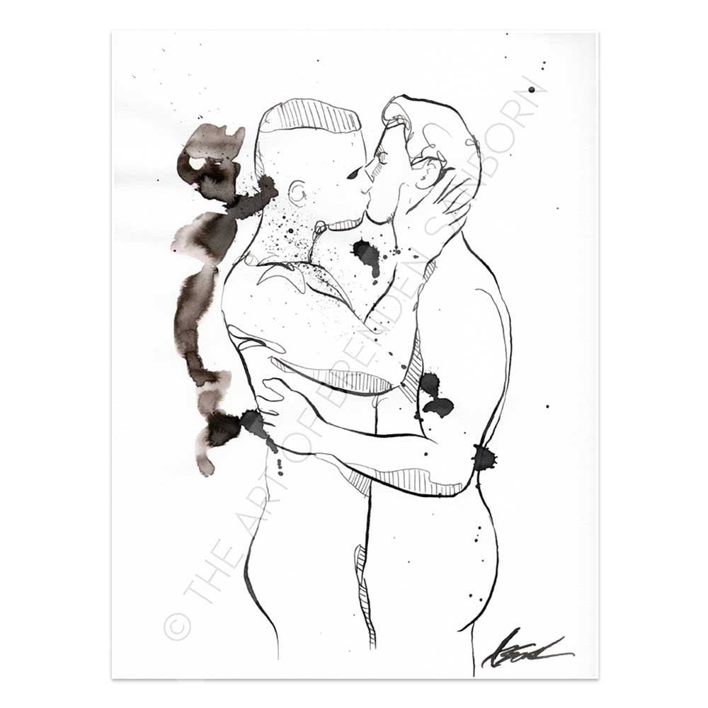 The Kiss of True Love - Original Ink on Paper Artist Brenden Sanborn