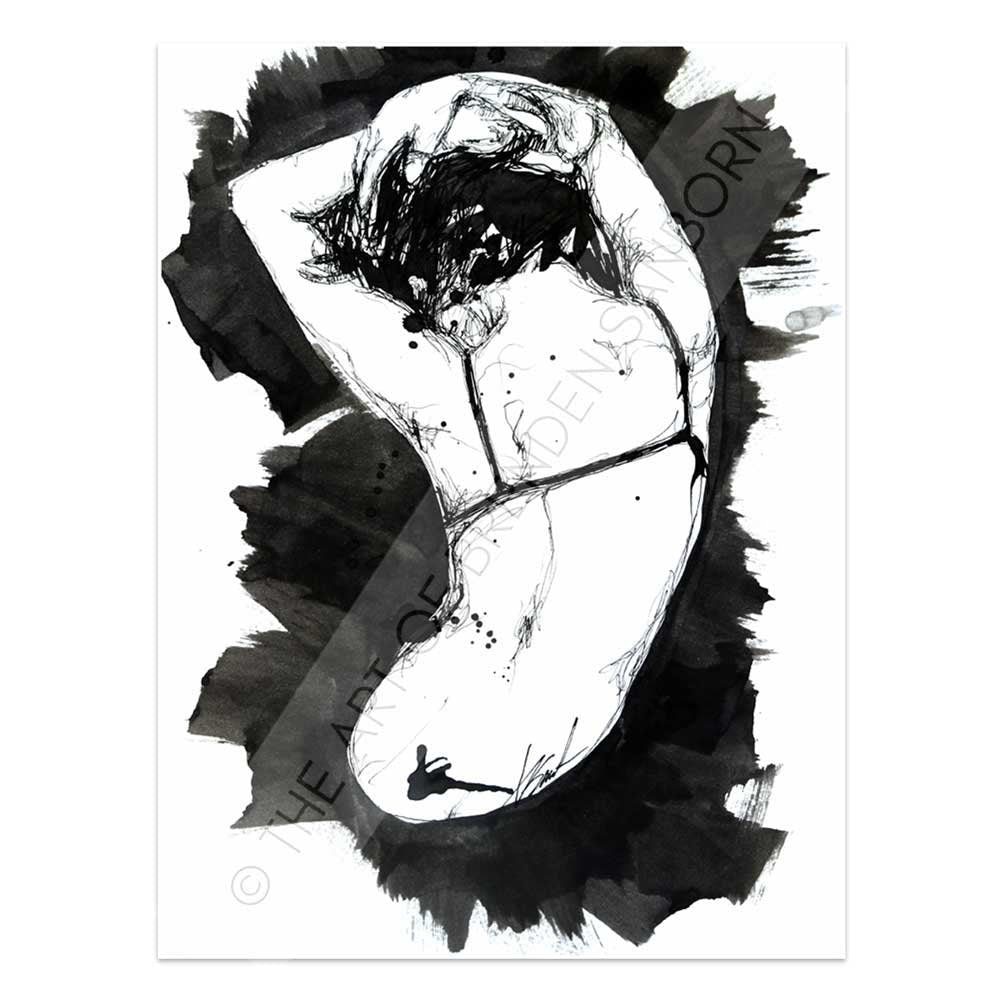 Female Dancing in the Corner - Original Ink on Paper Artist Brenden Sanborn