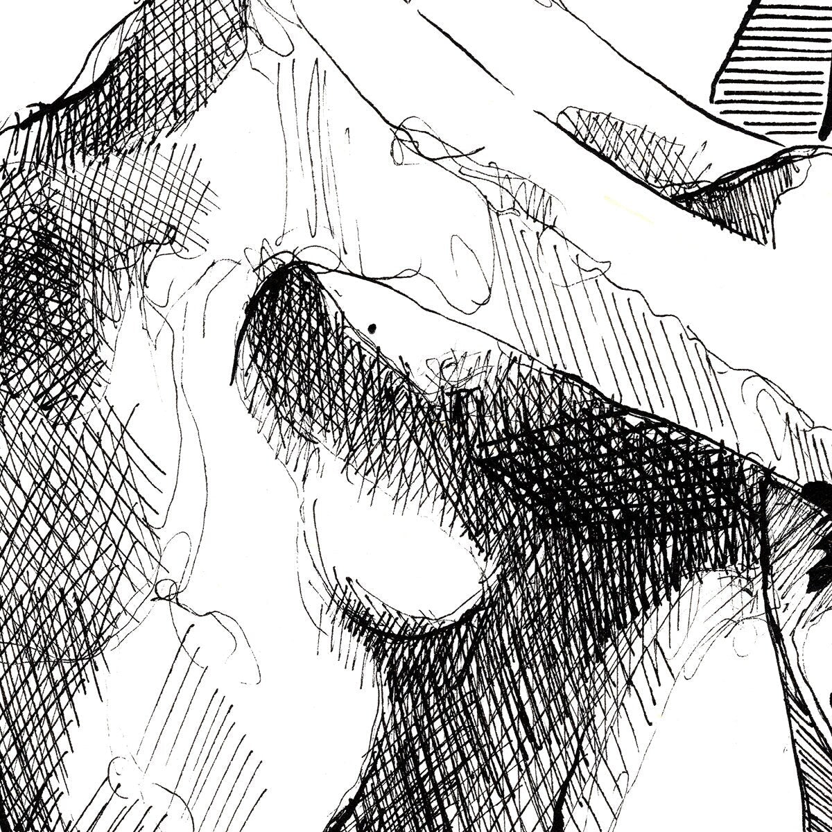 Sensual Nude Female with Tropical Leaves - Original Ink on Paper Artist Brenden Sanborn