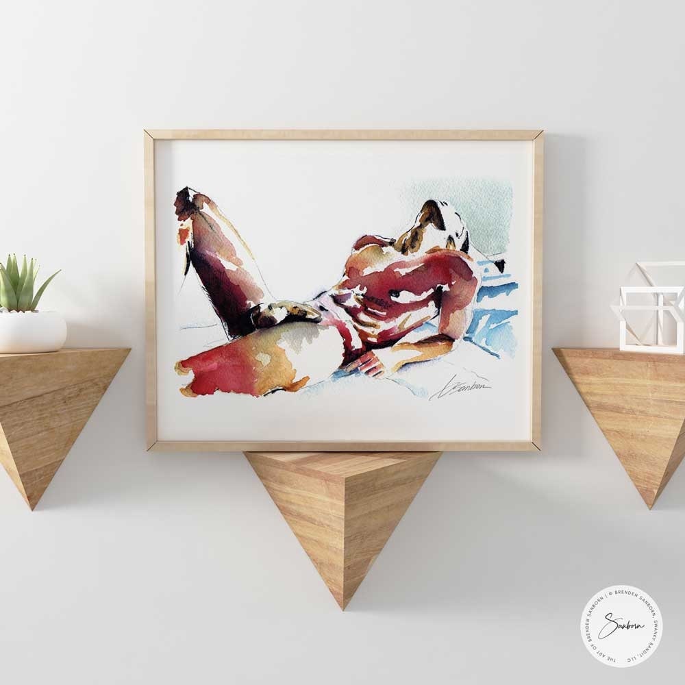 Relaxing Male in the Full Nude Watercolor - Giclee Art Print – The Art of  Brenden Sanborn