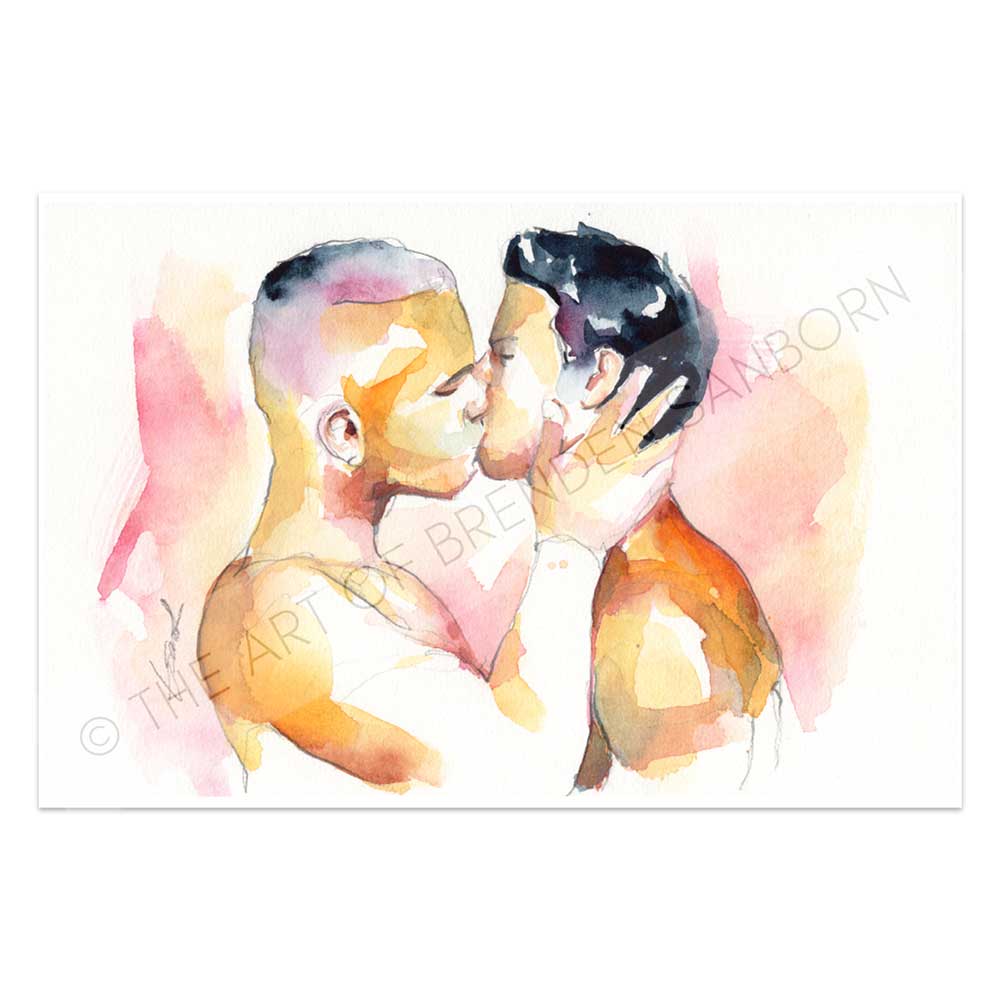 The Strength of Our Love - Kiss - Original Watercolor Painting Artist Brenden Sanborn