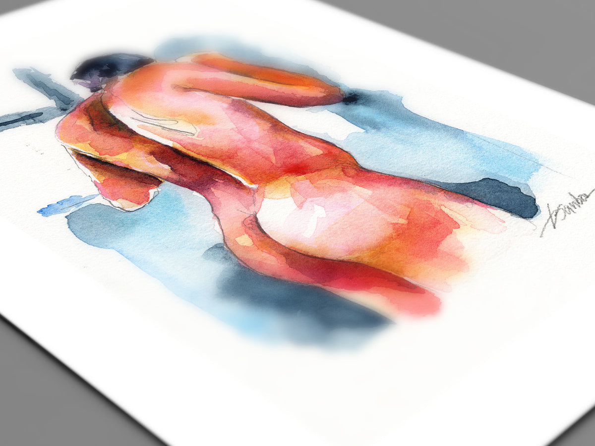 Sensual Shower - Original Watercolor Painting Artist Brenden Sanborn
