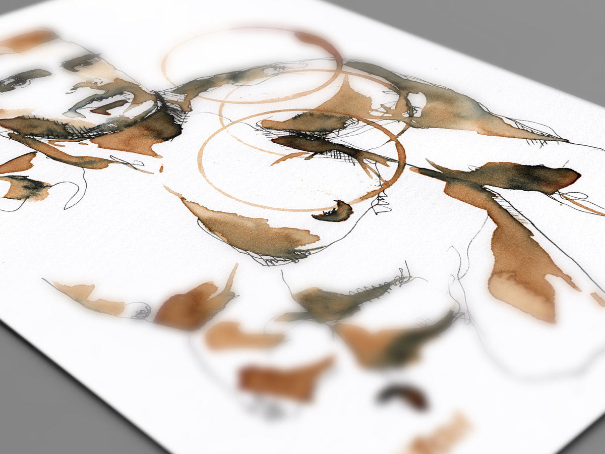 Shirtless man in contemporary style - Original Coffee Art Artist Brenden Sanborn