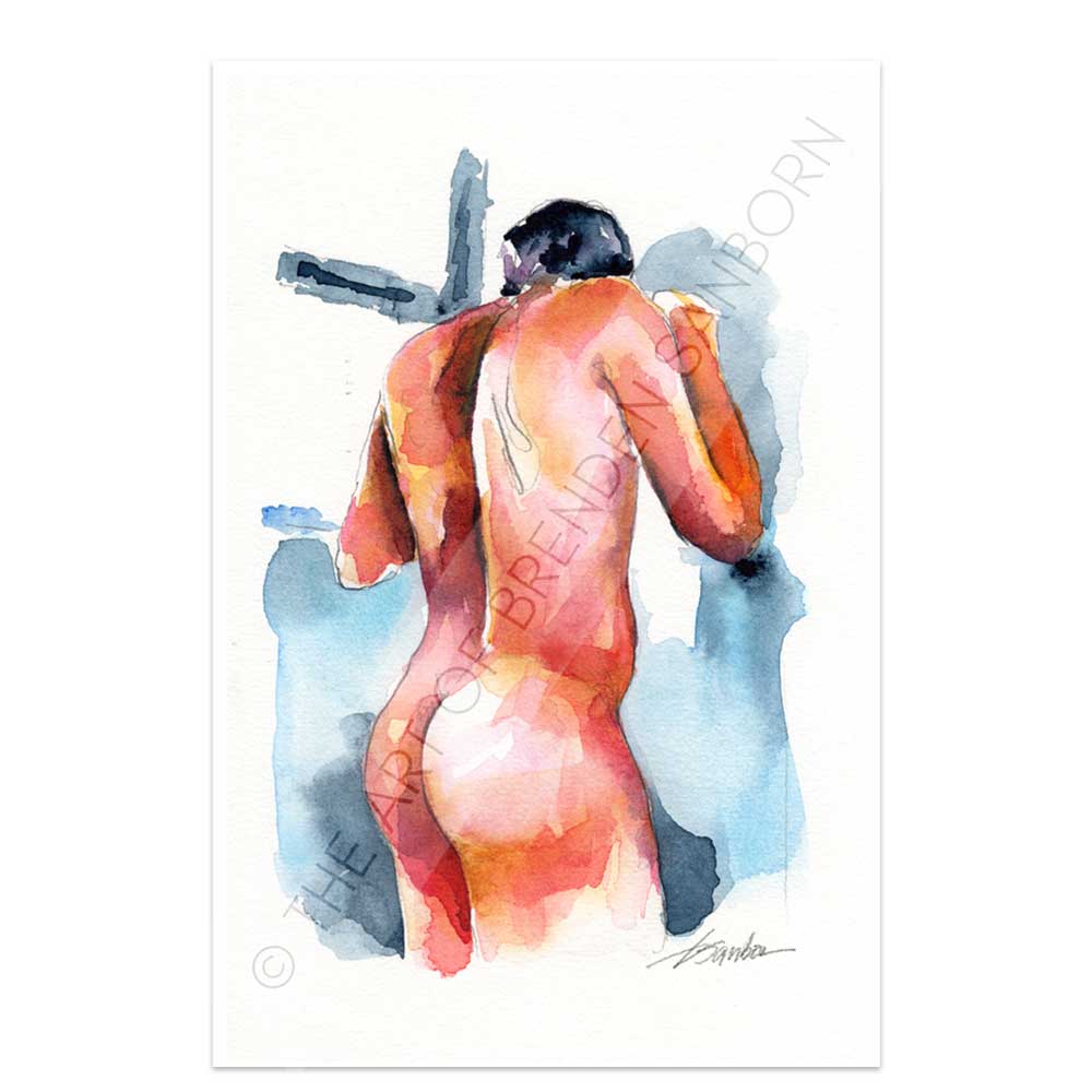 Sensual Shower - Original Watercolor Painting Artist Brenden Sanborn