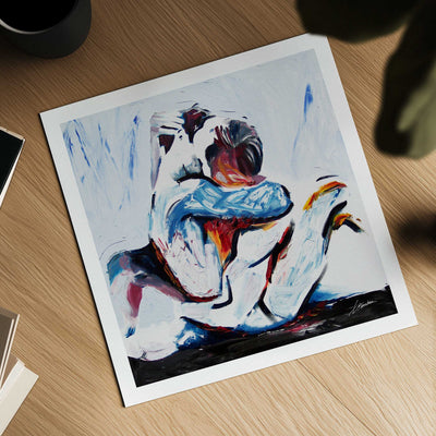 Two Men in Love Tightly Embraced - Art Print Artist Brenden Sanborn