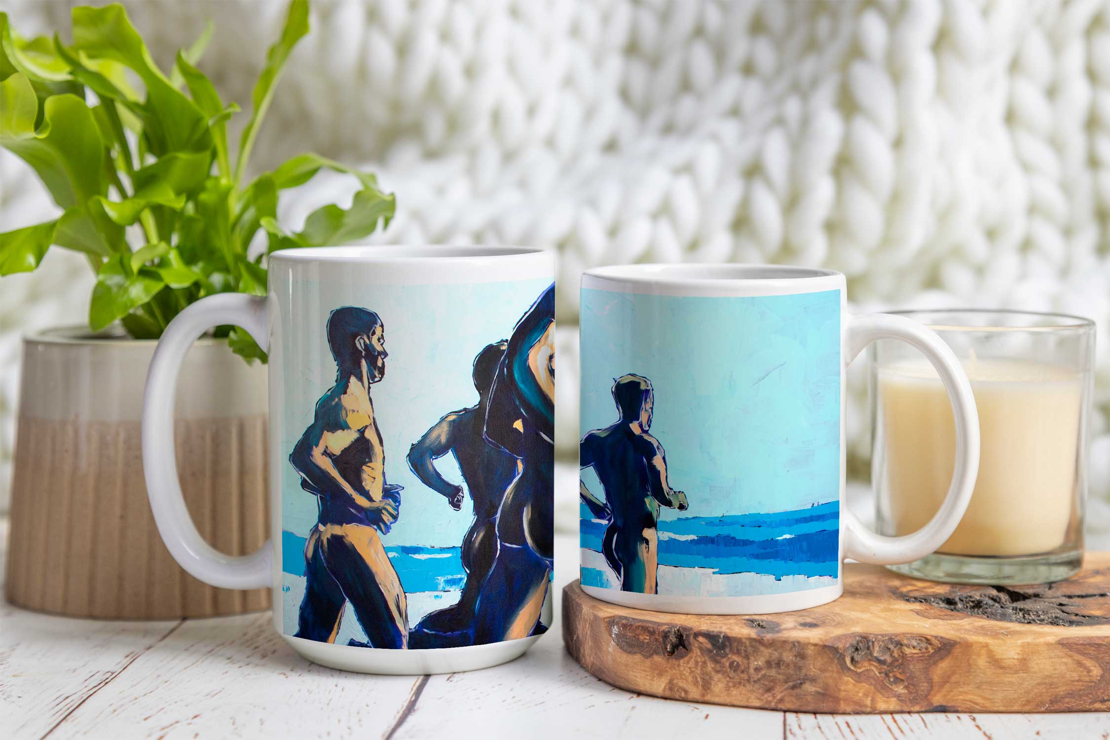 Running Nude Men on the Beach – 11oz & 15oz Mugs