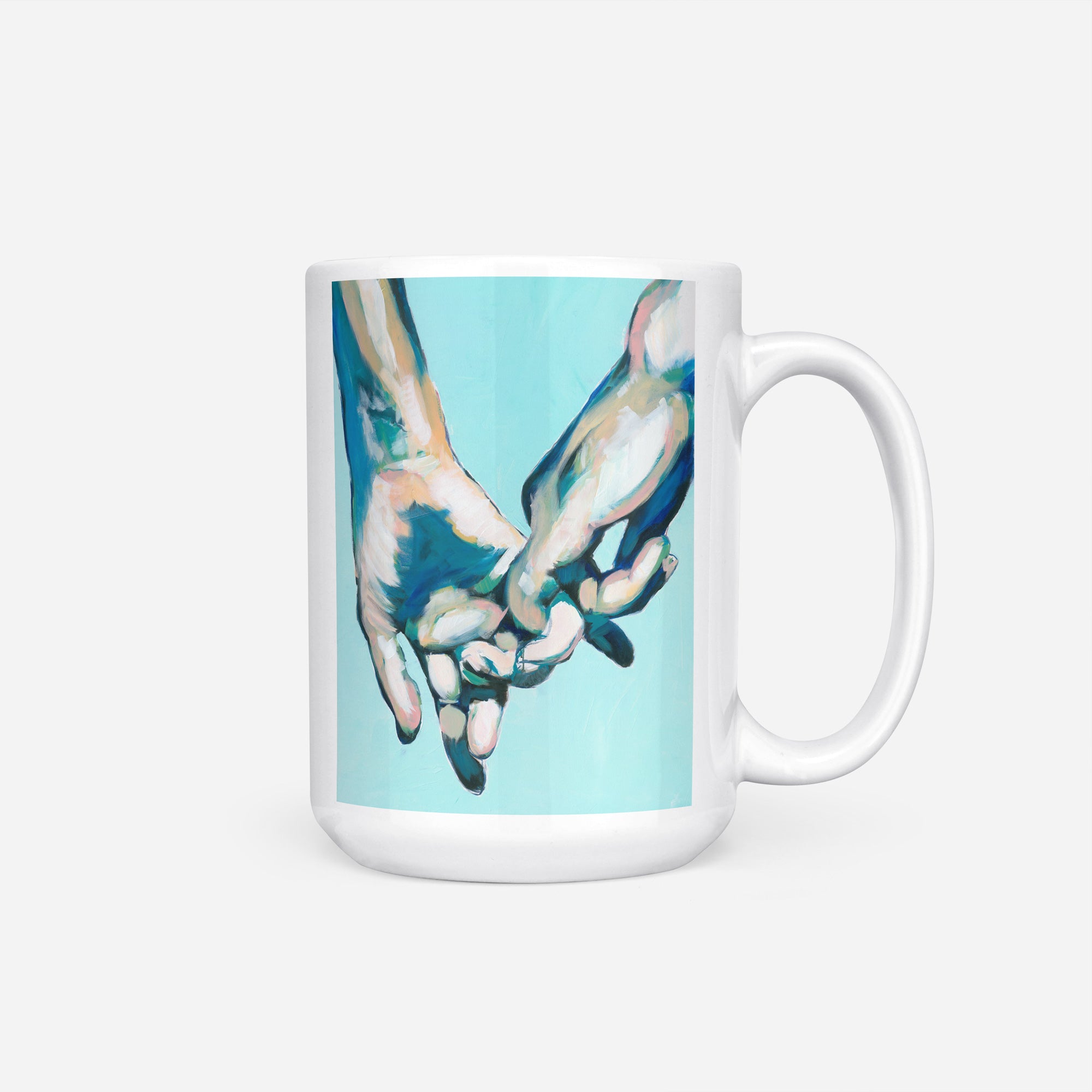 Simple Gesture of Love in Green - Men Holding Hands  – 11oz & 15oz Mugs