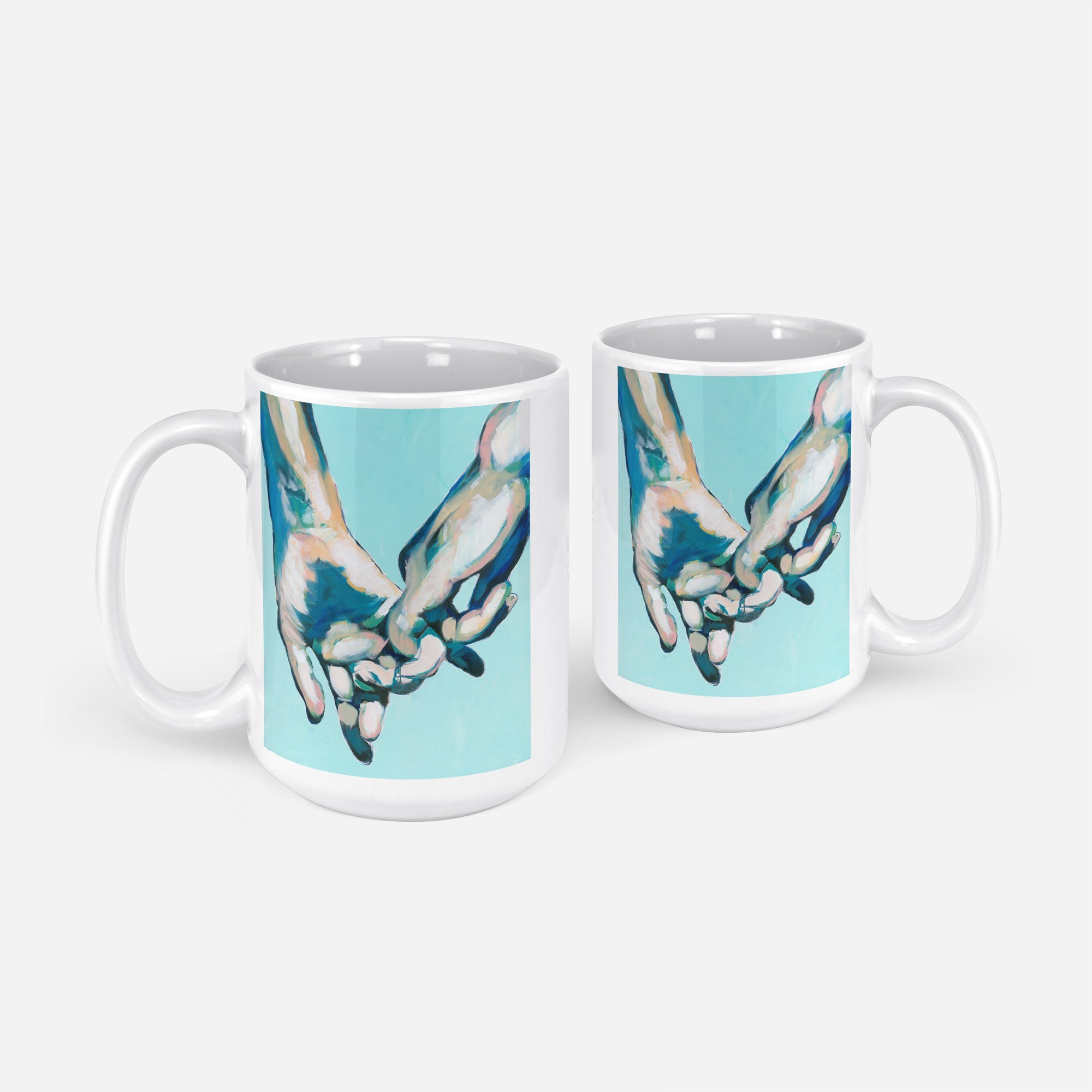 Simple Gesture of Love in Green - Men Holding Hands  – 11oz & 15oz Mugs