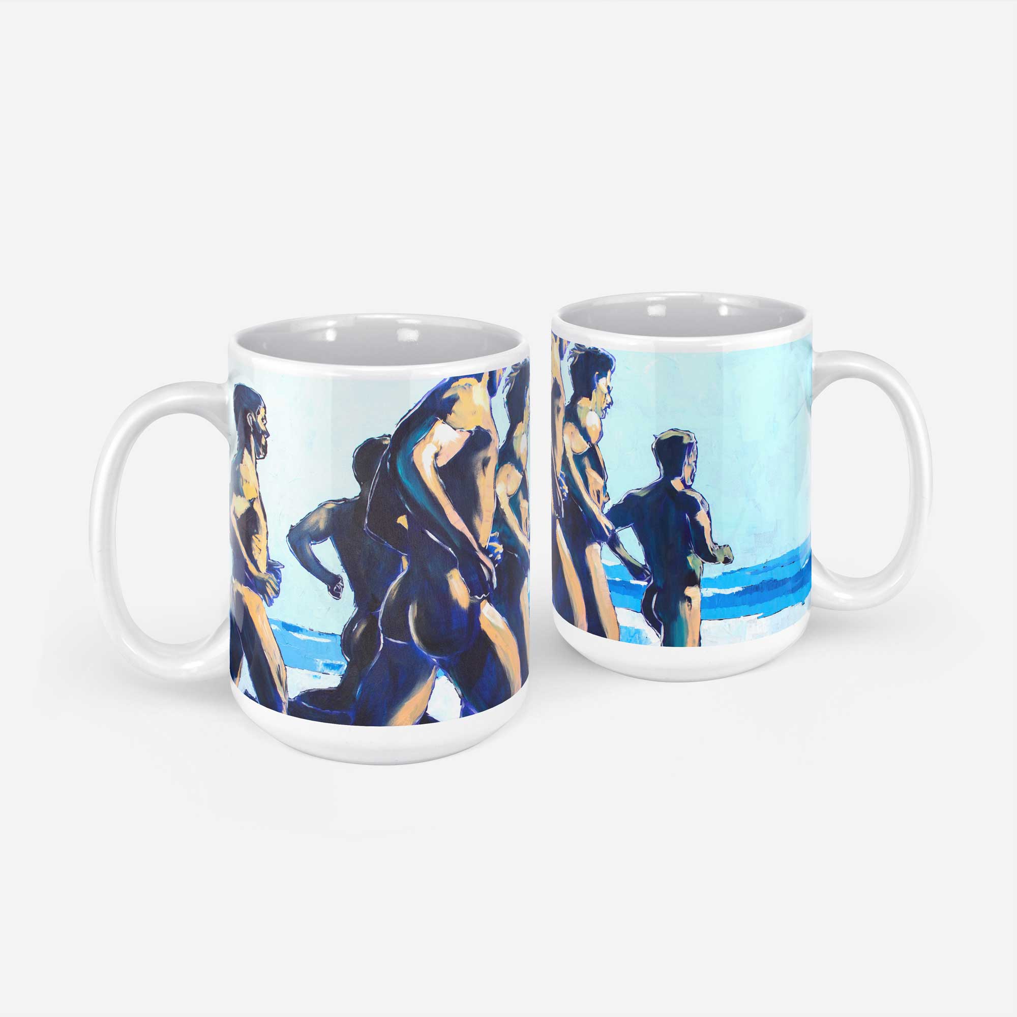 Running Nude Men on the Beach – 11oz & 15oz Mugs