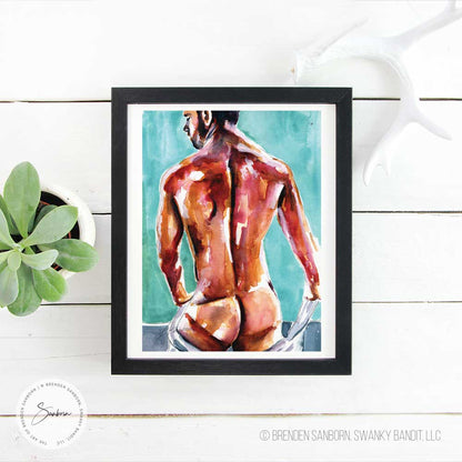 Muscular Male Back, Defined Physique and Sculpted Posture - Giclee Art Print