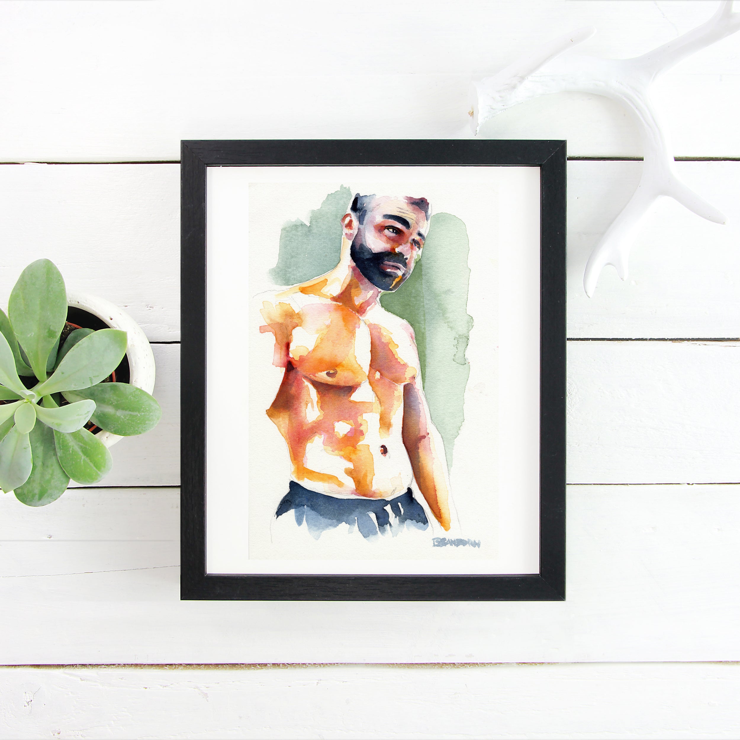 Sunlit Strength - Chiseled Torso in Warm Hues - Original Art