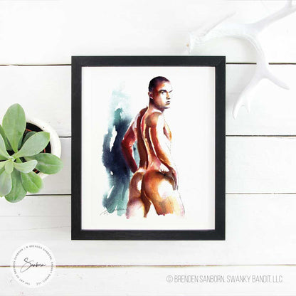 Muscular Nude Male with a Defined Butt and Strong Posture - Giclee Art Print