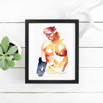 Abstract Muscular Male with Denim - 6x9" Original Painting Artist Brenden Sanborn
