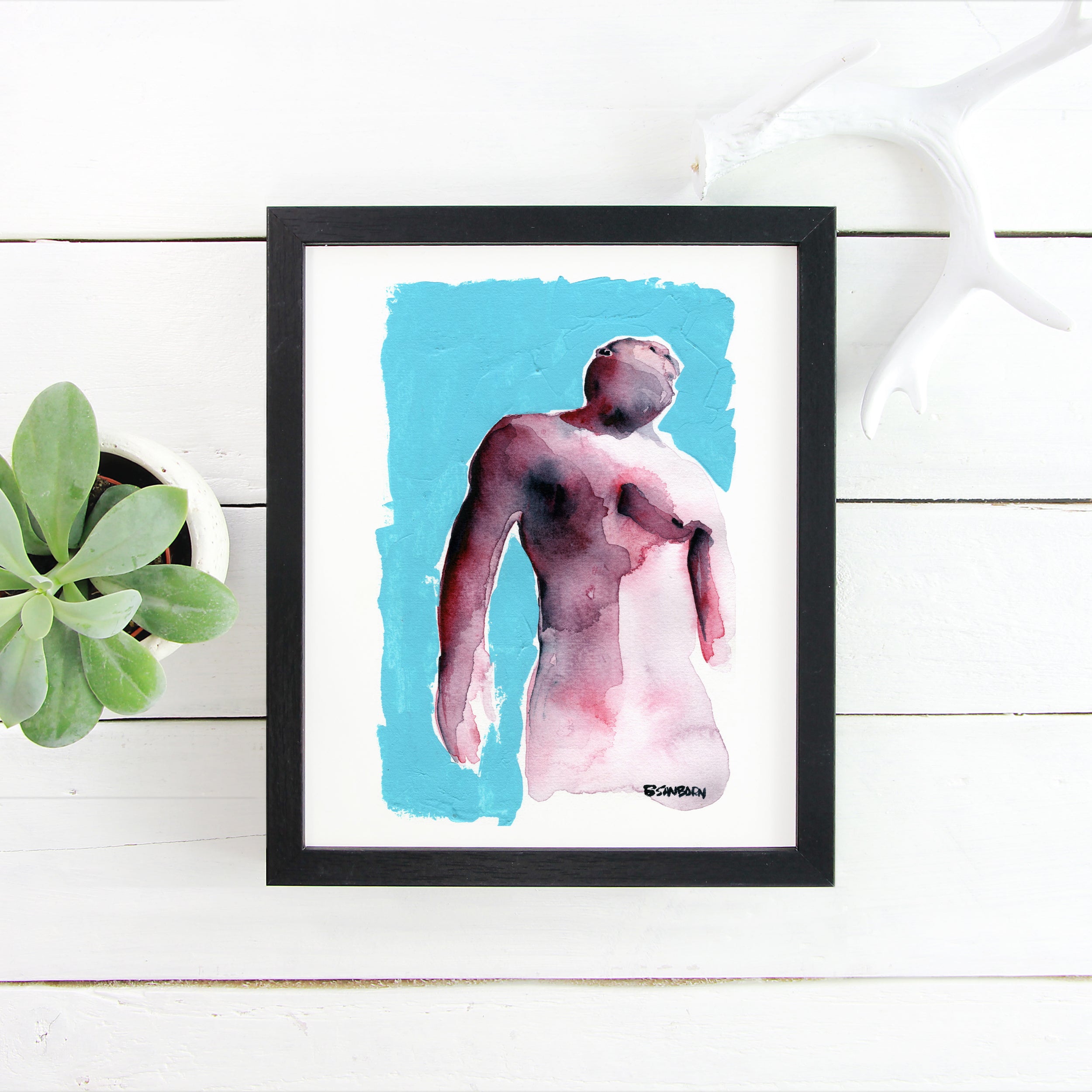 Vivid Strength Abstract Male Figure - 6x9" Original Painting