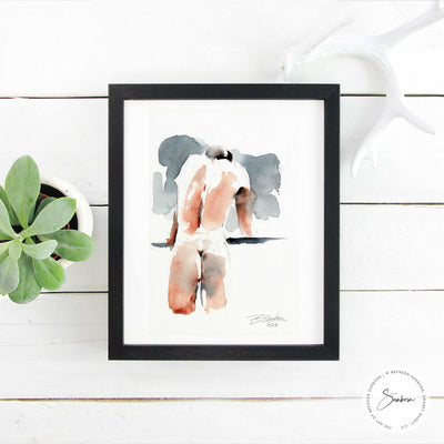 Male Figure with Defined Back Muscles - 6x9" Original Painting Artist Brenden Sanborn