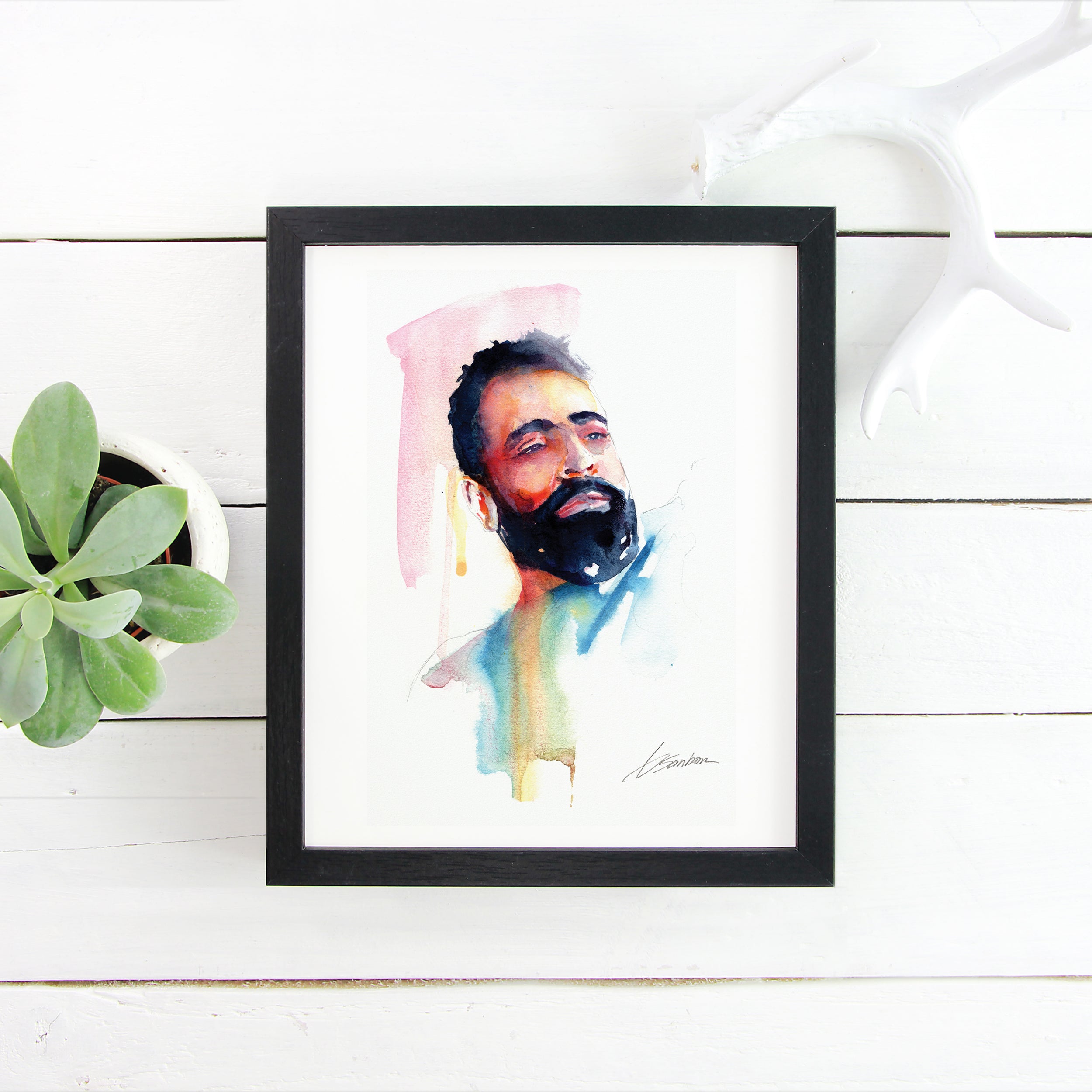 Pensive Man with Beard - 6x9" Original Watercolor Painting