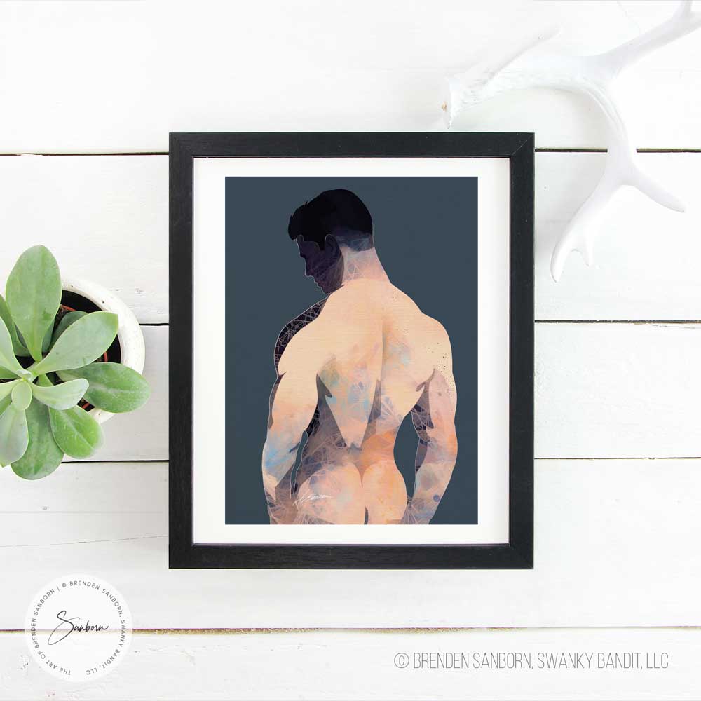 Geometric Contours - Modern Male Back Study with Abstract Shapes - Giclee Art Print