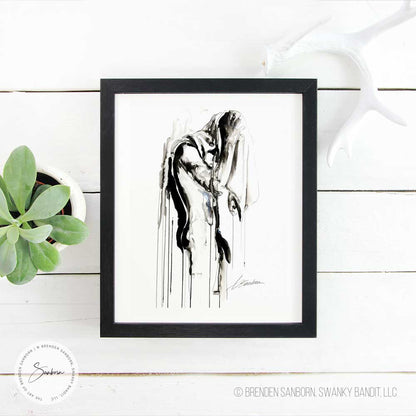Full Male Nude Drying Off After Shower - Drip Style - Giclee Art Print