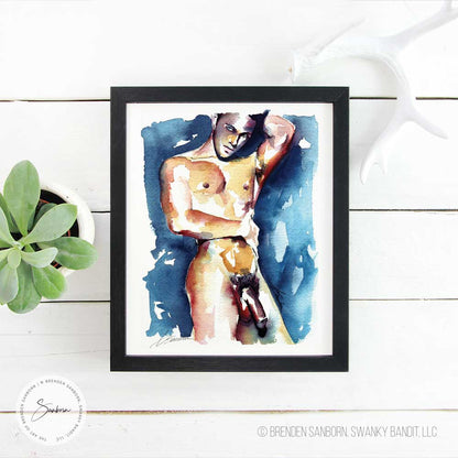 Serene Gaze - Muscular Male with Sunlit Skin - Giclee Art Print