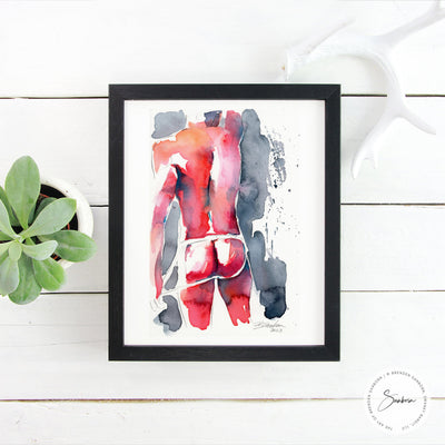 Muscular Male Backside with Jockstrap - 6x9" Original Painting Artist Brenden Sanborn