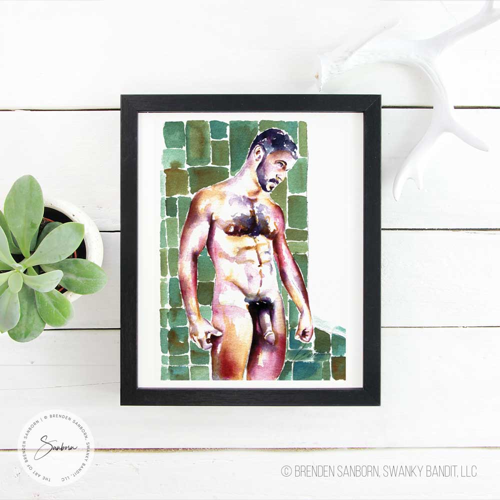 Bold Attraction: Hairy Pecs, Thick Beard, Provocative Stance - Giclee Art Print