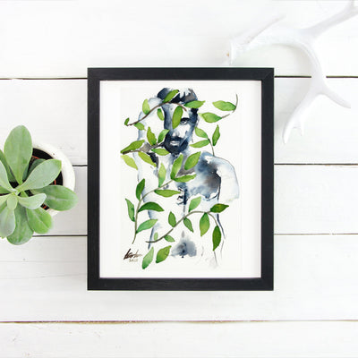 Nature's Embrace - Bearded Man Amidst Verdant Vines - Original Art Artist Brenden Sanborn