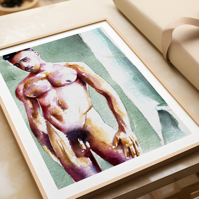 Standing Nude Male with Soft Expression - Art Print
