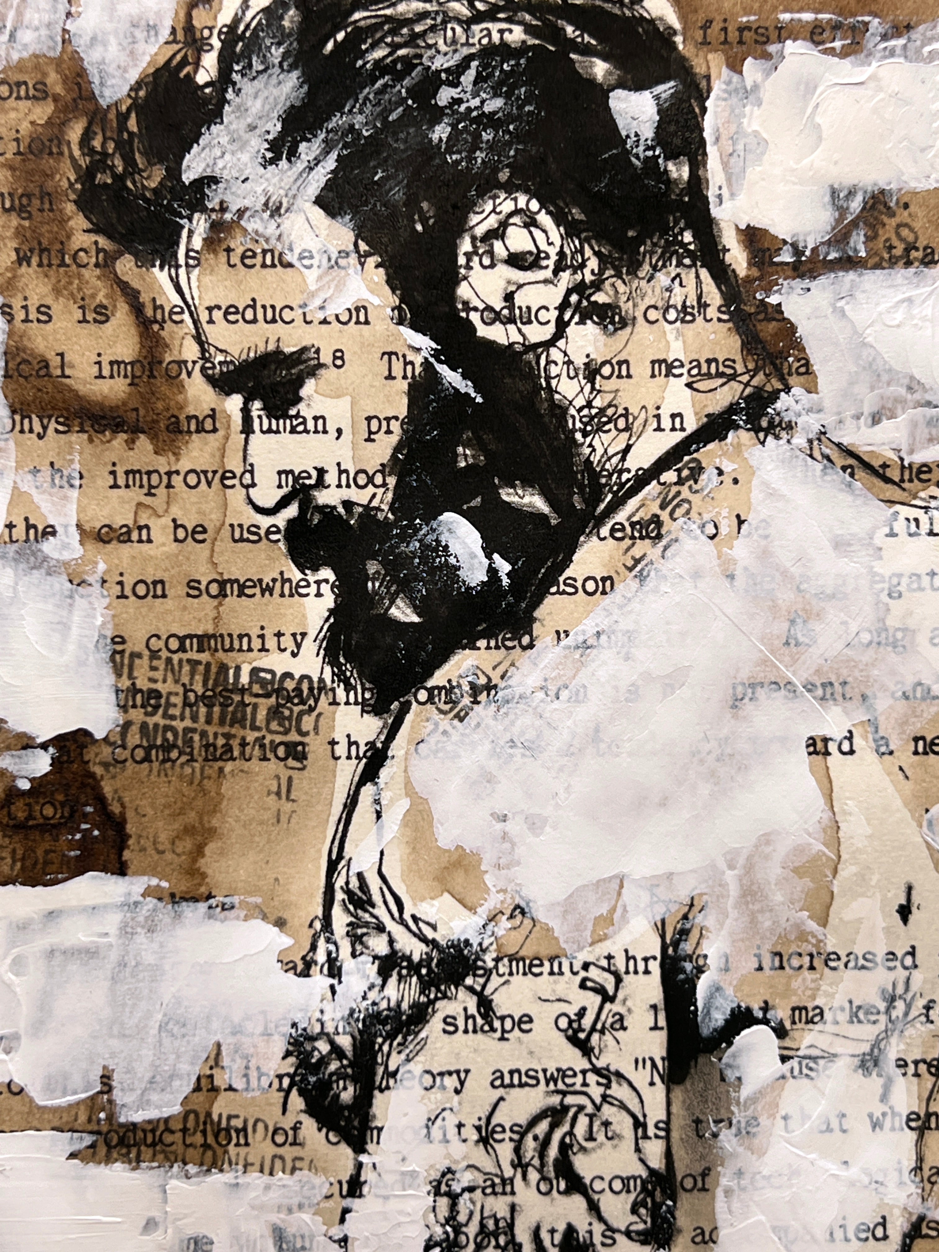 Tattooed Male Back with Coffee and Acrylic Layers – 6x9 Original Ink Drawing Artist Brenden Sanborn