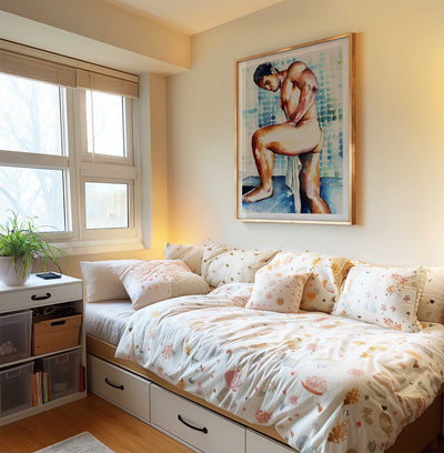 Blue Tile Pose and a Confident Booty Lean – Art Print Artist Brenden Sanborn