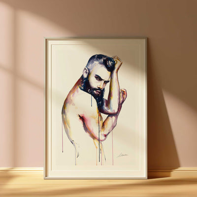 Bearded Male Figure in a Defiant Twist of Form - Art Print Artist Brenden Sanborn