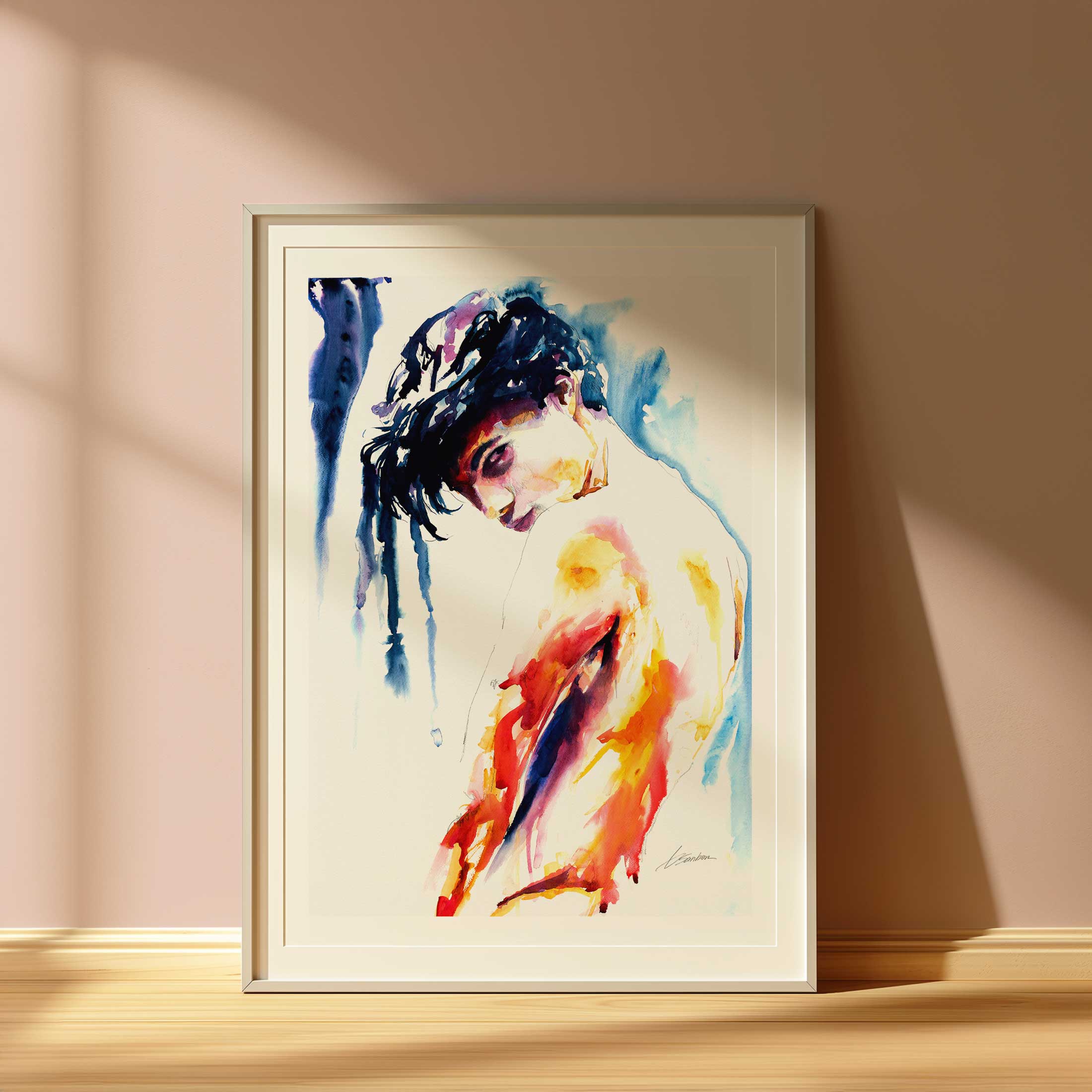 Soft Glance Bare Shoulders Bathed in Light - Art Print