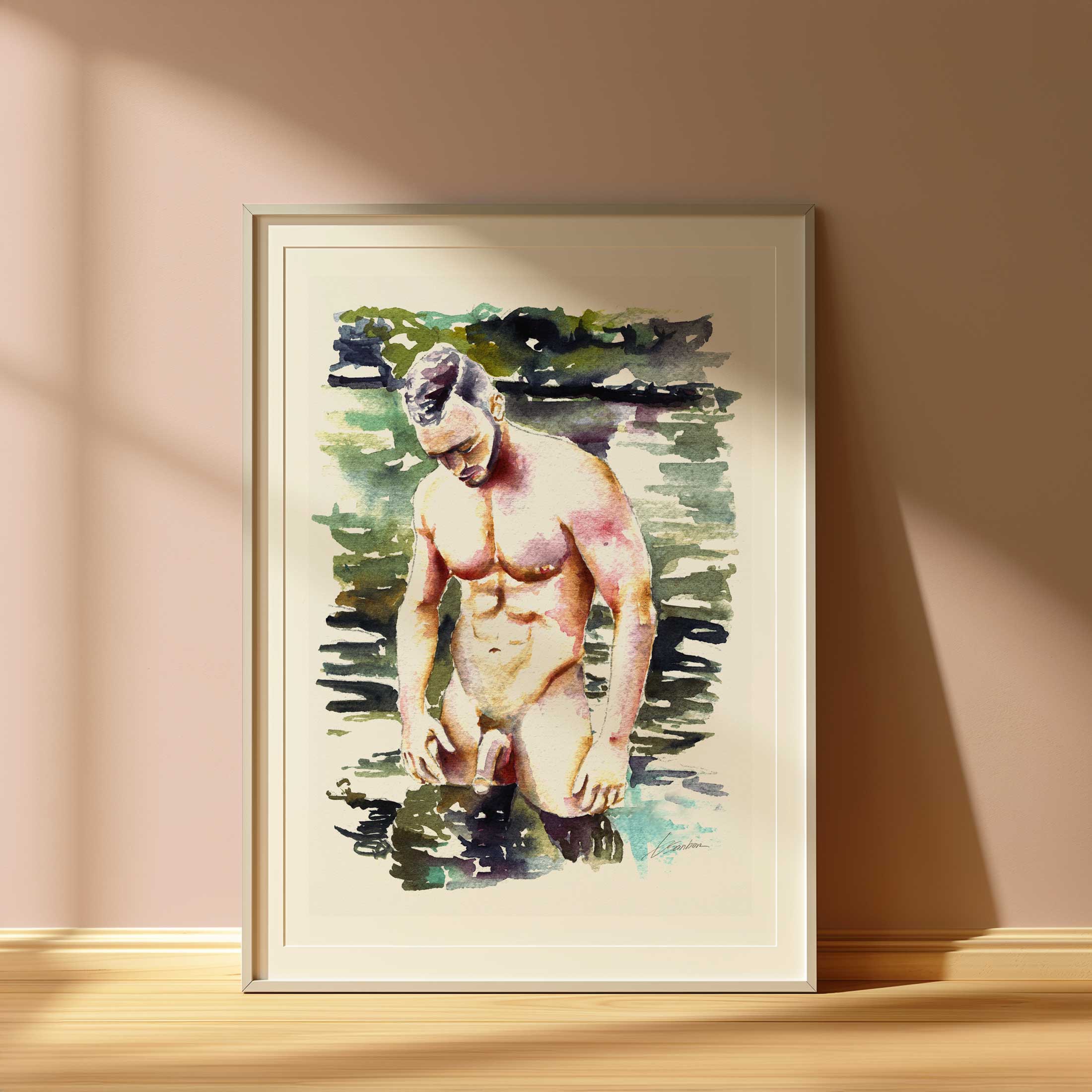 Man Standing in the Still Waters - Art Print