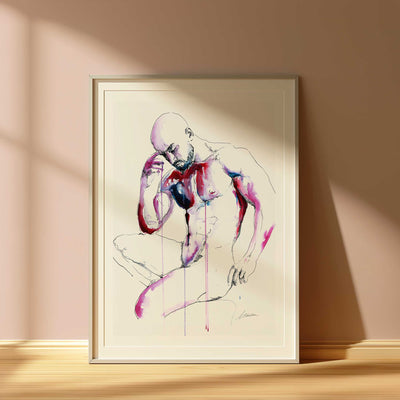 Bare Reflection Muscles Tensed in Silent Thought - Art Print Artist Brenden Sanborn